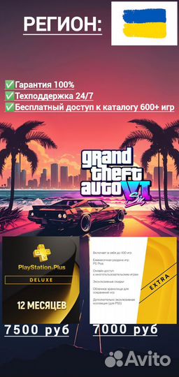 Подписка PS plus deluxe, extra, EA play 12 месяцев