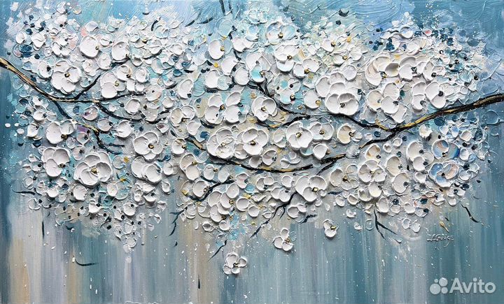 Интерьерная картина маслом на холсте цветы