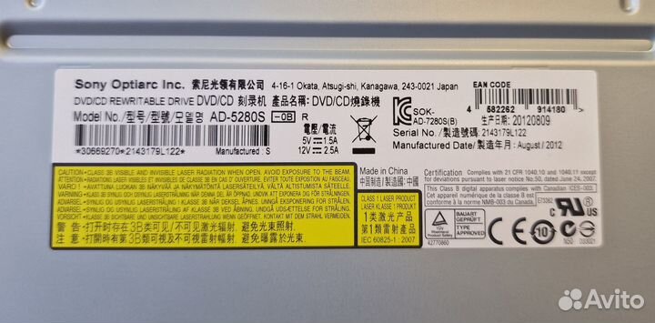Оптический привод DVD-RW Sony AD-5280S-0B