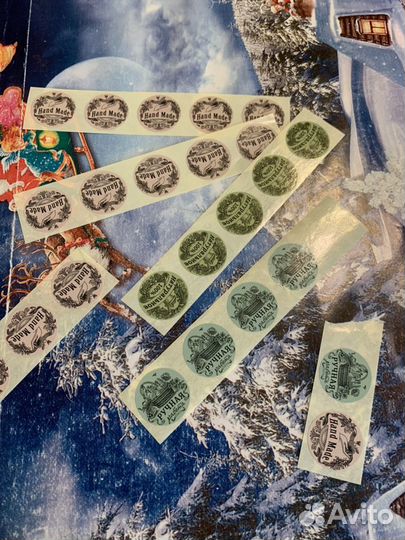 Наклейки «Ручная Работа», 3 листа А4, (52 шт) и 24