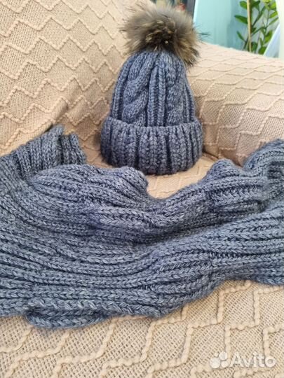 Шапка и снуд комплект зимний