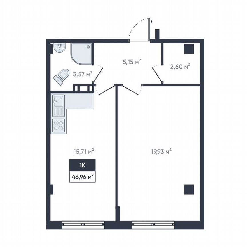 1-к. квартира, 45,9 м², 18/18 эт.