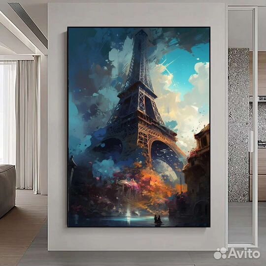 Картина маслом эйфелева башня