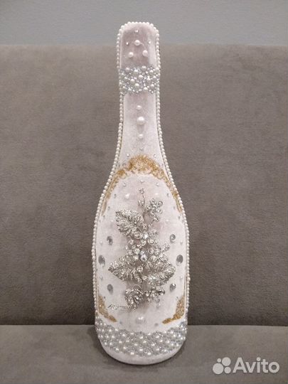 Праздничное шампанское в бархате ручной работы