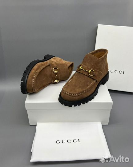 Полуботинки женские песочные Gucci рыжие