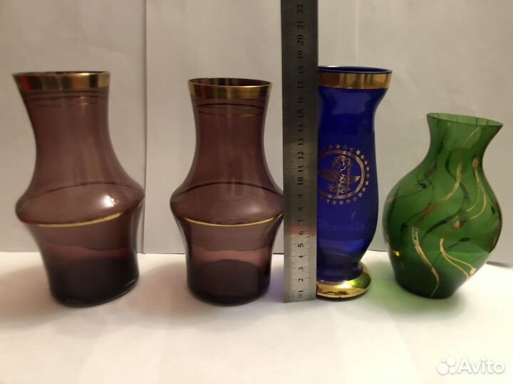 Вазы разные лфз гутное и цветное стекло и тд