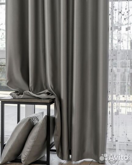 Комплект шторы и тюль Адора хром+Мона