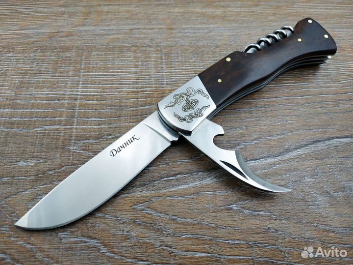 Складной нож со штопором Витязь Дачник сталь 65Х13