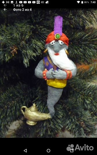 Игрушка на елку из ваты