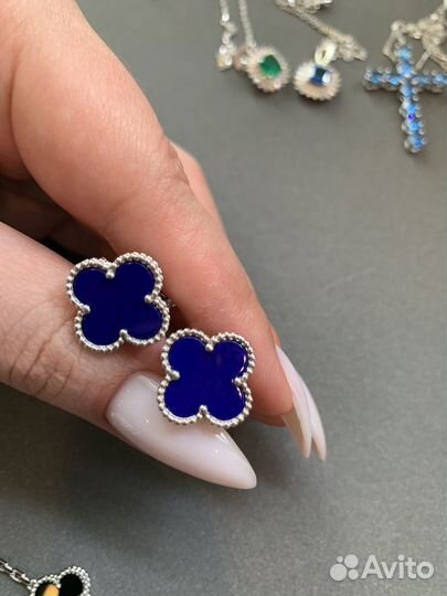 Серьги Van Cleef arpels синий агат премиум