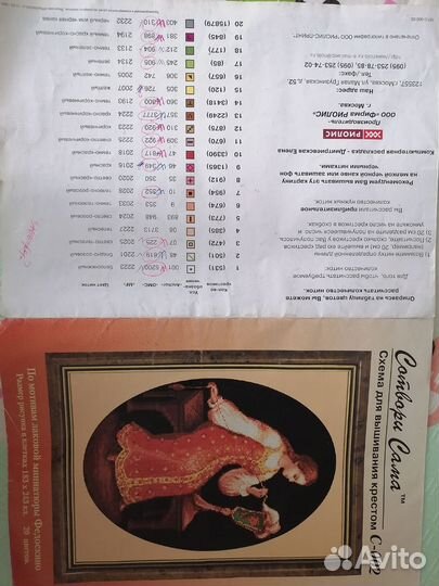 Схема вышивки крестом с ключом к гамме ниток