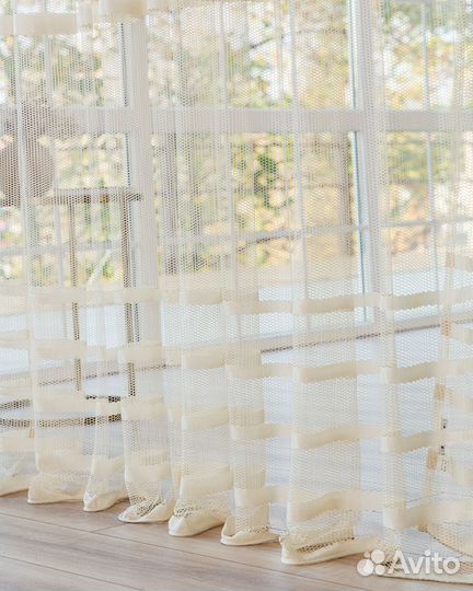 Крупная сетка тюль Фрида Айвори