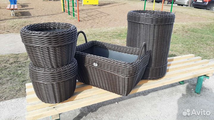 Набор кашпо (Корзина из ротанга)