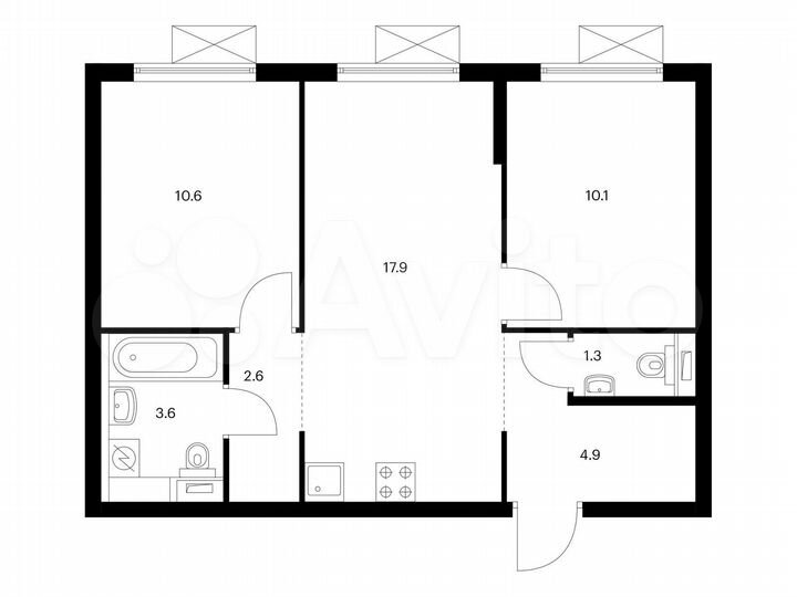2-к. квартира, 51 м², 9/16 эт.