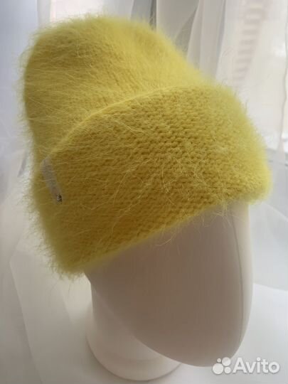 Шапка из пуха норки бини с отворотом