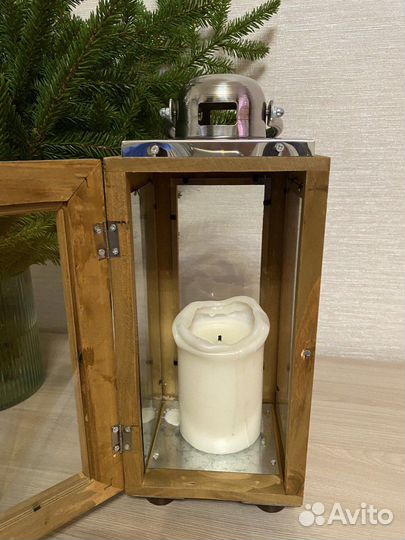 Loft фонарь стекло и натуральное дерево