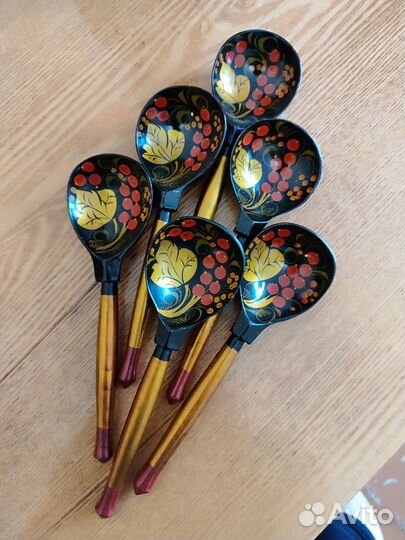 Ложки деревянные хохлома СССР