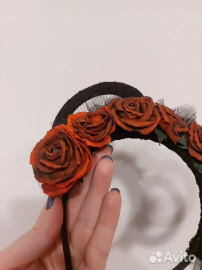 Ободок с розами ручной работы