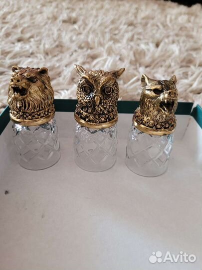Рюмки перевертыши, хрусталь, животные, комплект