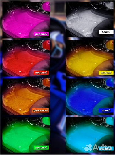 Подсветка салона ног в авто / Цветомузыка в машину