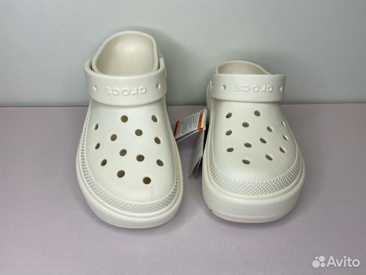 Сабо crocs на платформе белые