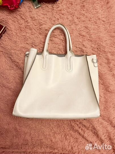Сумка натуральная кожа белая