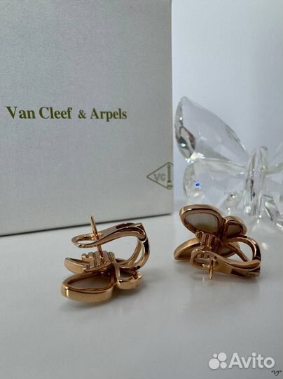 Золотые серьги Van Cleef Two Butterfly