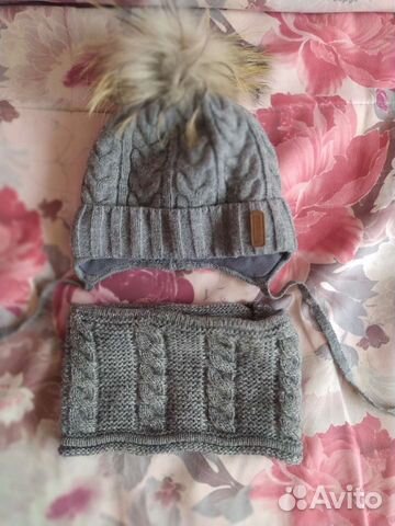 Комплект шапка и шарф для мальчика 48 50
