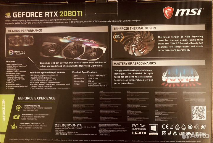 MSI RTX 2080ti 11gb