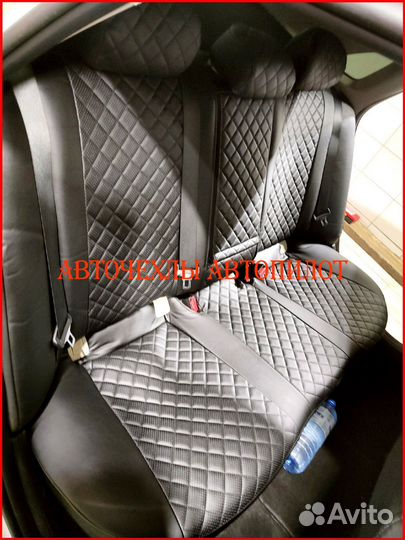 Чехлы Автопилот Kia K5 из экокожи чёрные Ромбббббб