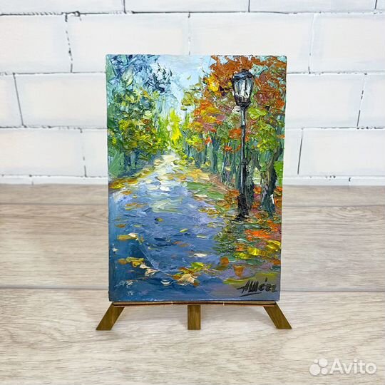 Этюд маслом Осенний пейзаж Картина осень Миниатюра