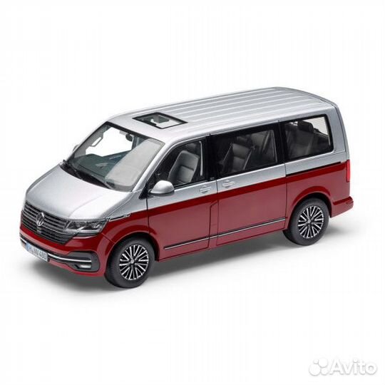 Модель VW T6.1 Multivan серебристый/красный 1:18