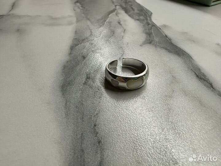 Кольцо серебряное сердце