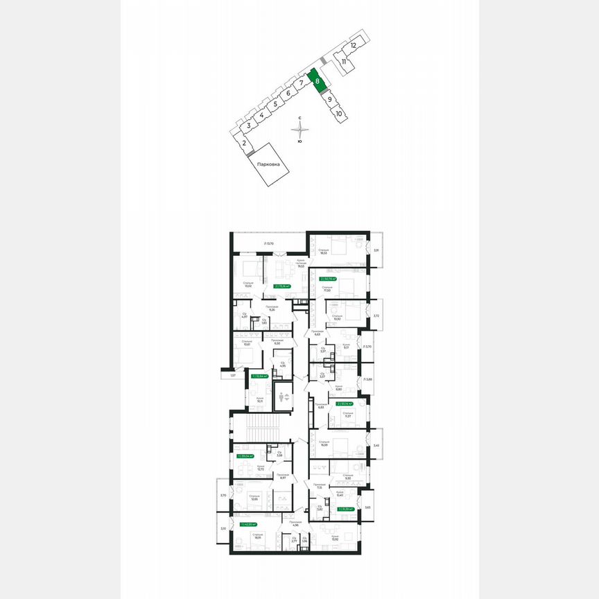 1-к. квартира, 39 м², 6/8 эт.