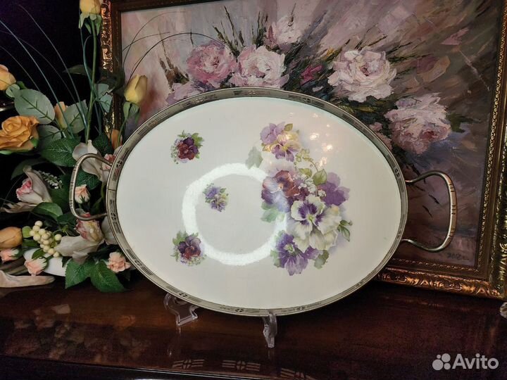 Поднос с ручками, фарфор, Англия, Винтаж