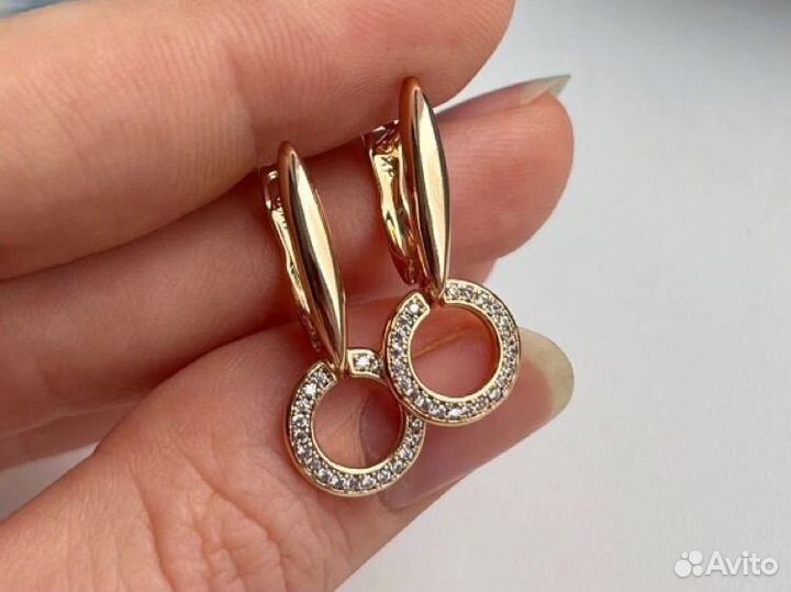 Серьги Cartier с цирконами, покрытие золото