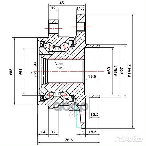 Ступица с подшипником ssang yong NEW actyon 10