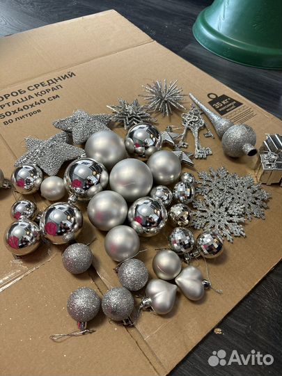 Новогодние игрушки пакетом набро серебряные