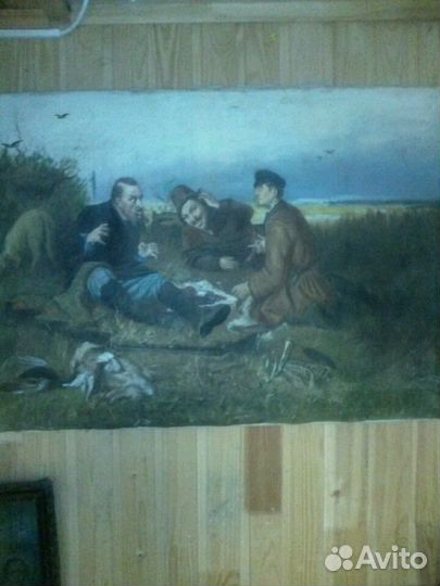 Картина охотники на привале 60 на 85