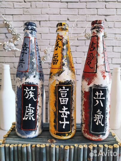 Интерьерные бутылки (ручная работа)