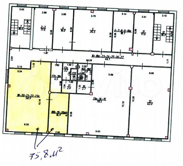 Сдам офисное помещение, 75.8 м²