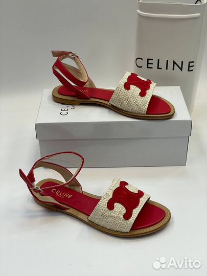 Босножки celine соломенные натуральная кожа