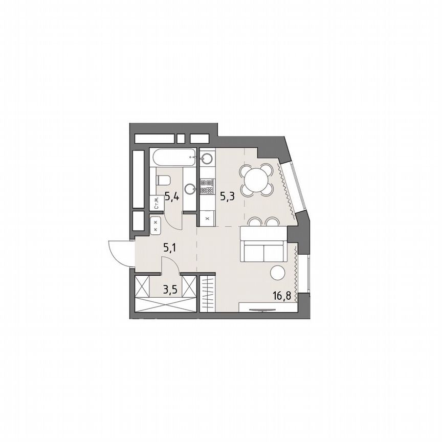 Квартира-студия, 35,9 м², 22/35 эт.