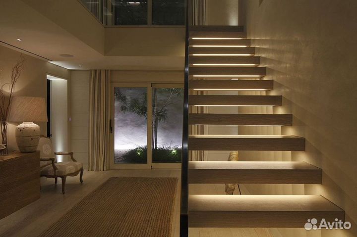 Светодиодная подсветка лестницы и перил a 16