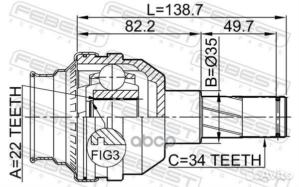 ШРУС внутренний 22X35X34 chevrolet aveo 09- 111