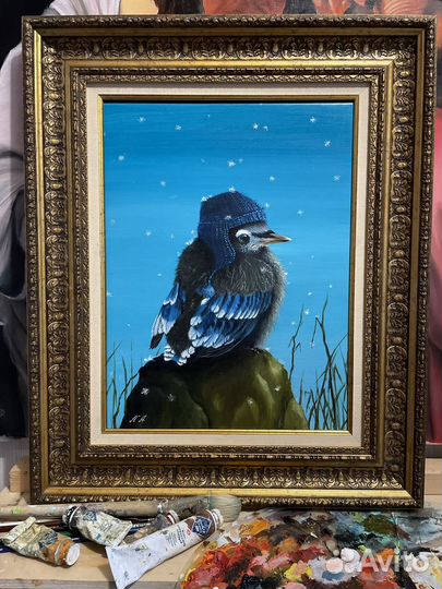 Птицы#зима 30х40