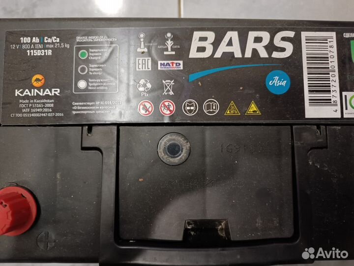 АКБ Аккумулятор 12V, 100Ah, bars Asia, прямая поля