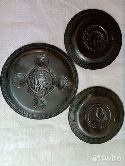 Настенное панно медная тарелка декоративная СССР