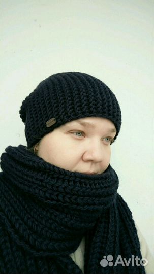 Шапка Бини и шарф длиной 180см