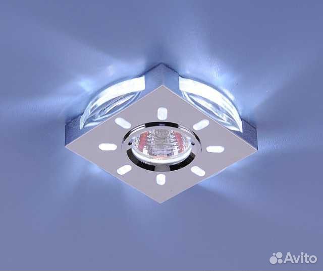 Светильник 1051 MR 16 хром-синяя подсветка Электр